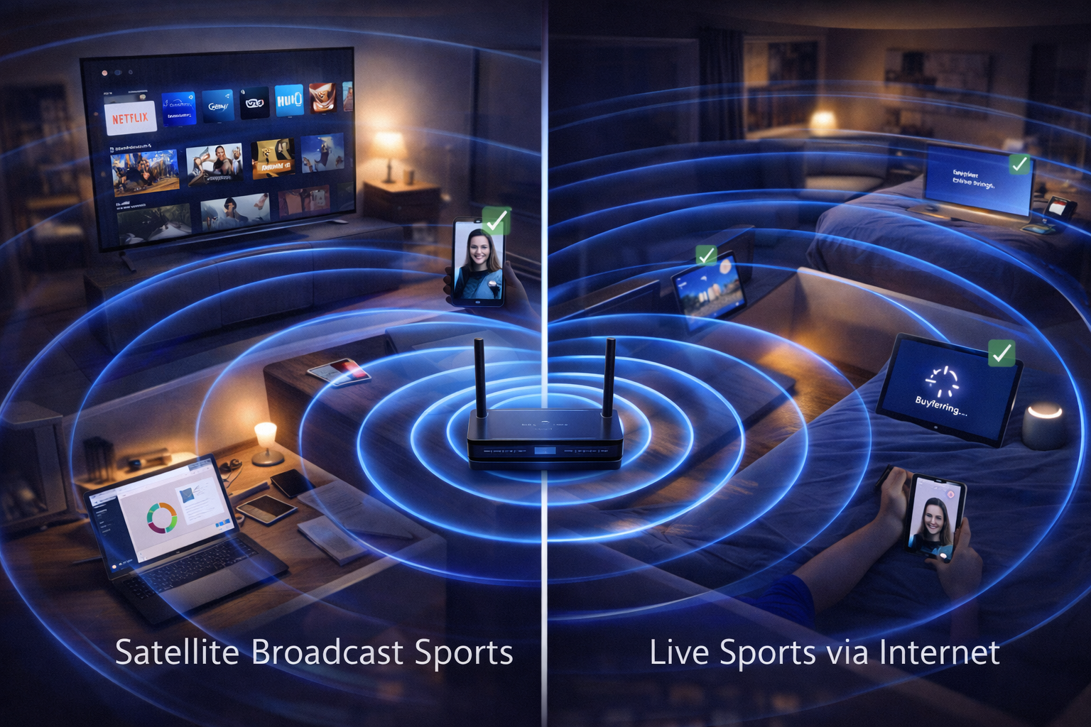 مشهد يوضح تقوية إشارة الواي فاي داخل المنزل وتحسين سرعة الإنترنت بشكل عملي